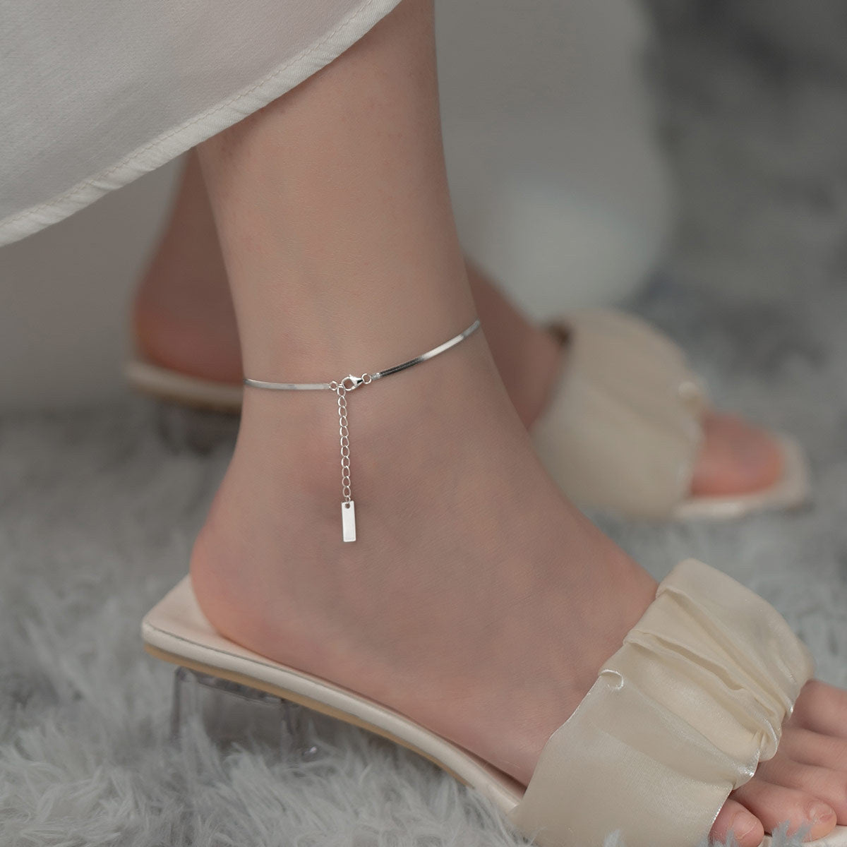 Elegantes S925 Silber Fußkettchen – Schlicht & Stilvoll